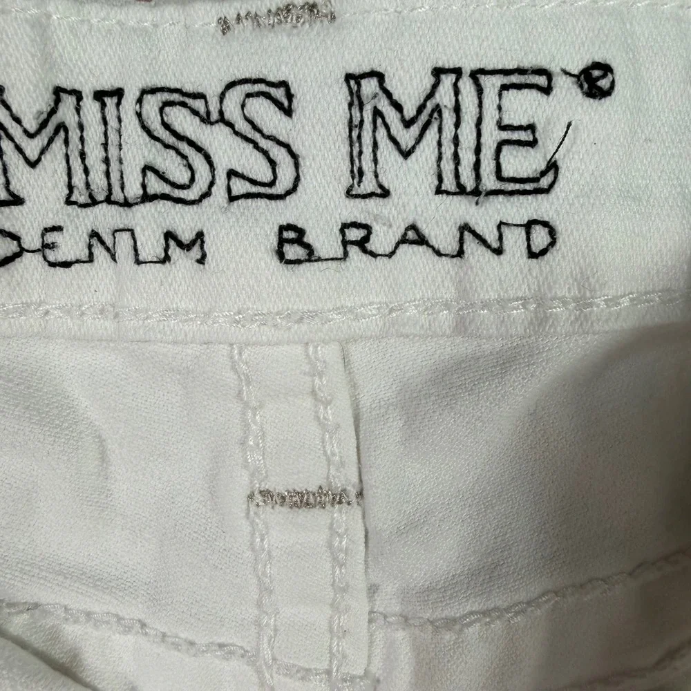 Miss Me Womens White Bootcut Jeans Rhinestone Embellished Y2K Denim Size 29
